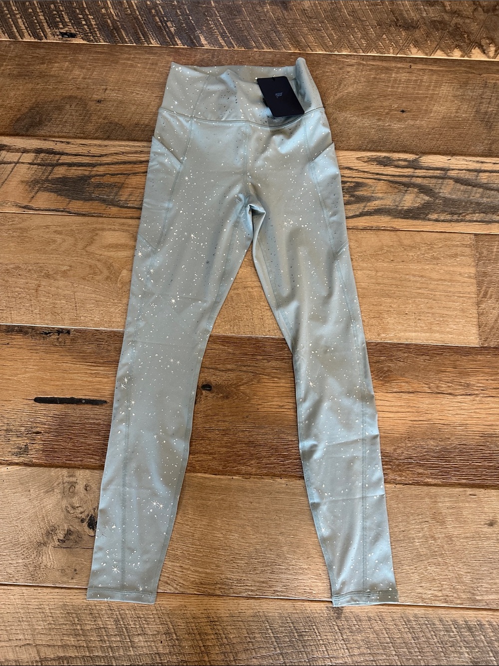 Fabletics Oasis High-Waisted Sparkle Star Leggings in Sage